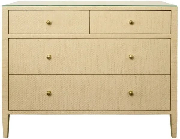 Worlds Away Michelle Modern Classic Natural Brown Grasscloth Wood Dresser