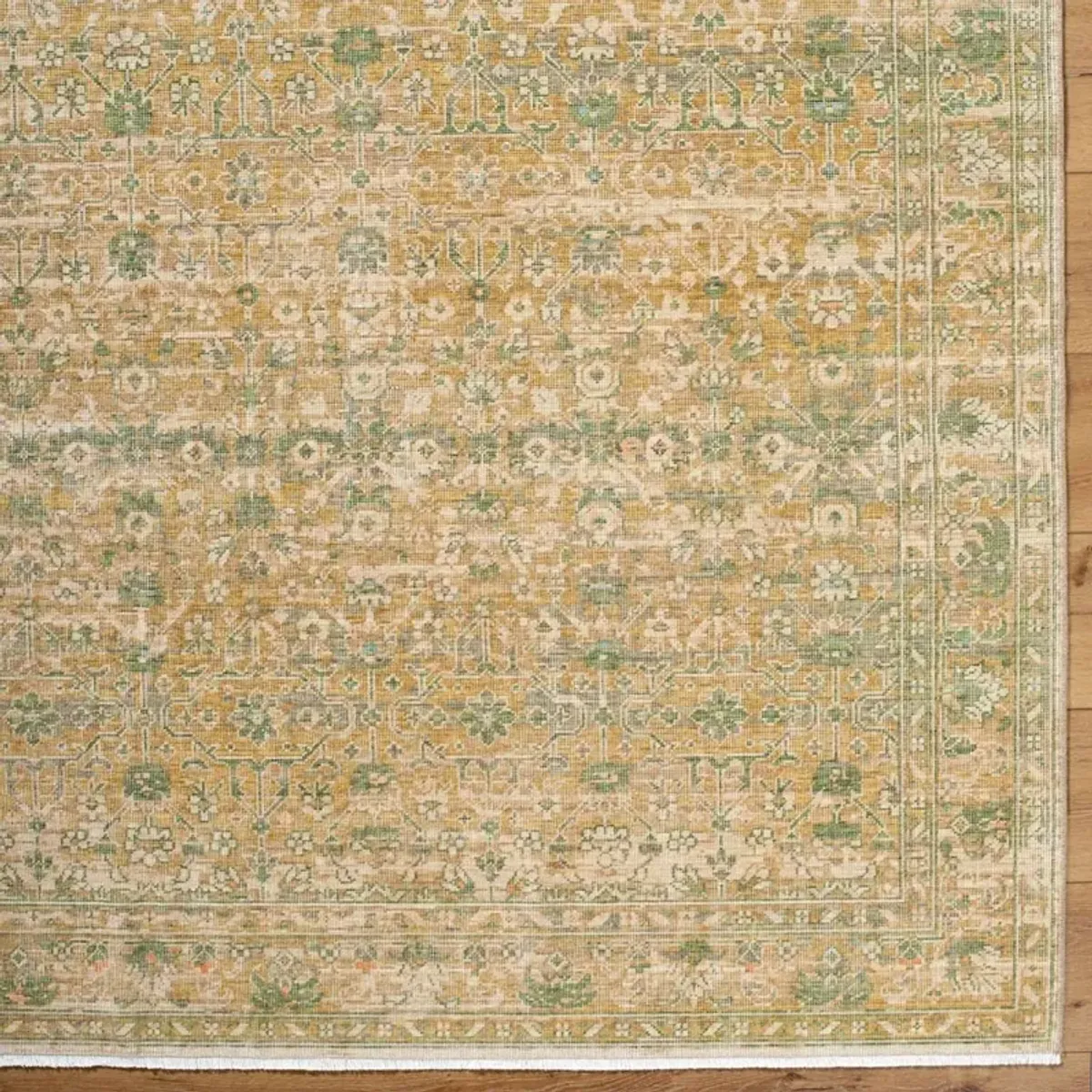 Carrigan Updated Traditional Green Wool Oushak Patterned Rug - 2'11"x9'10"