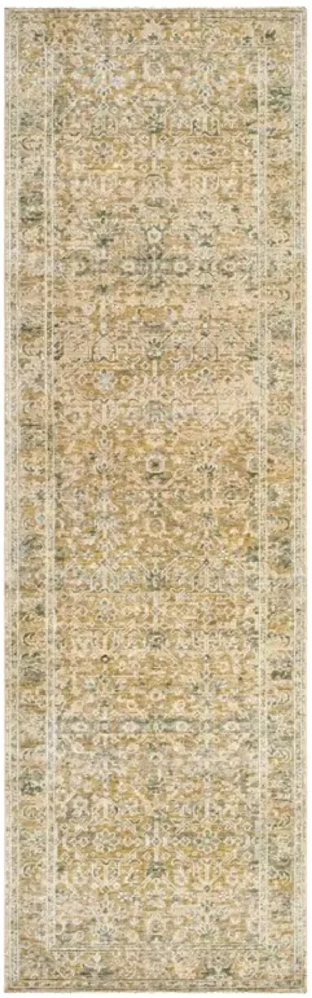 Carrigan Updated Traditional Green Wool Oushak Patterned Rug - 2'11"x9'10"
