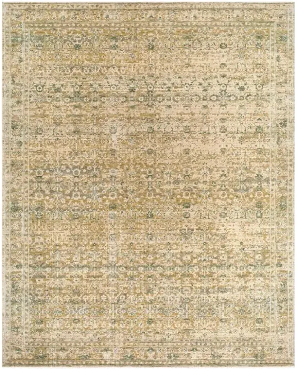 Carrigan Updated Traditional Green Wool Oushak Patterned Rug - 8'10"x11'10"