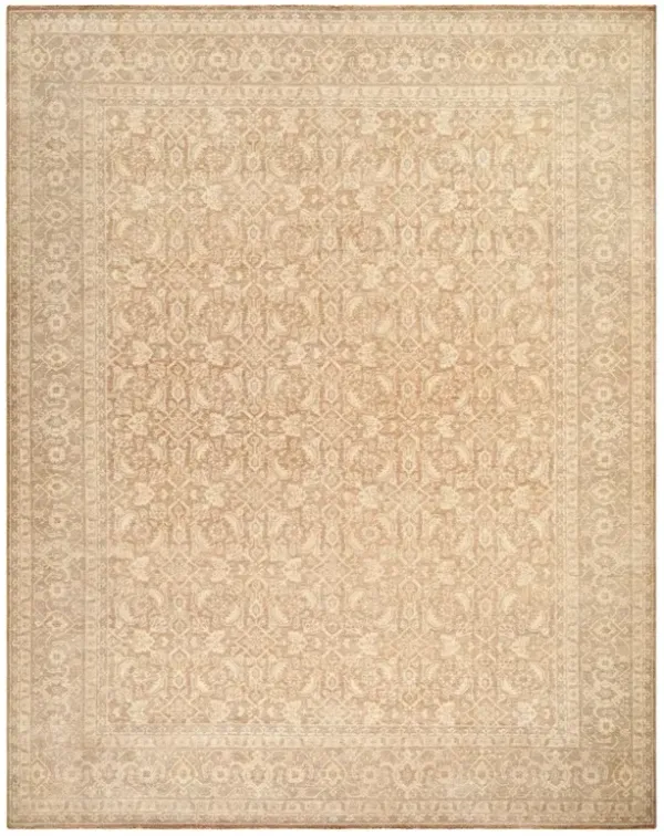 Kalani Updated Traditional Beige Wool Patterned Hand Knotted Rug - 2'x3'