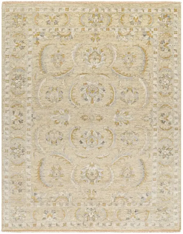 Blaise Updated Traditional Beige Wool Patterned Hand Knotted Rug - 10'x14'