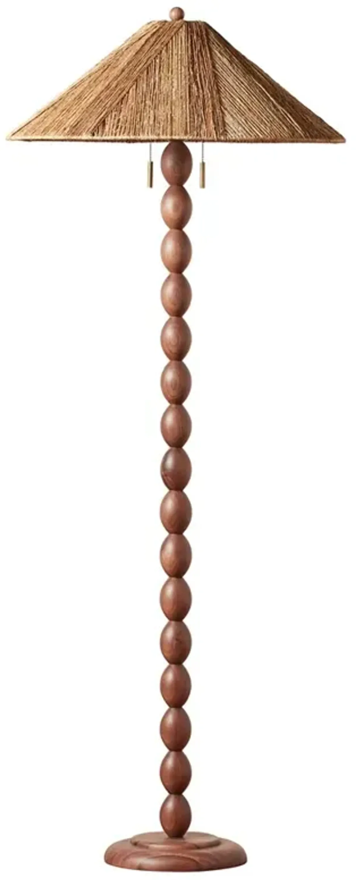 Riona Coastal Jute Shade Natural Walnut Wood Heirloom Floor Lamp