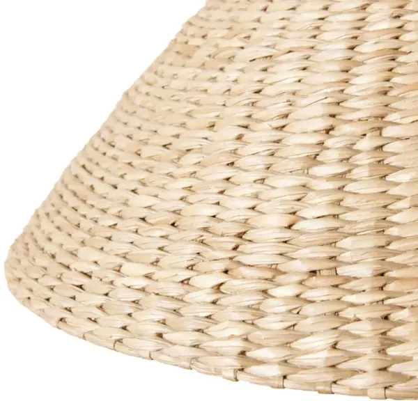 Camilla Coastal Seagrass Shade Black Iron Linear Pendant