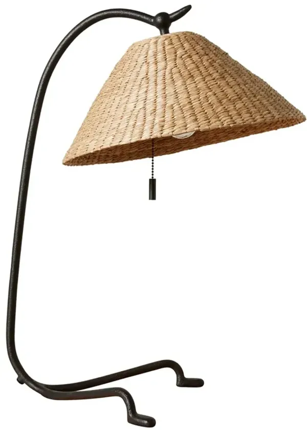 Camilla Coastal Seagrass Shade Black Iron Table Lamp