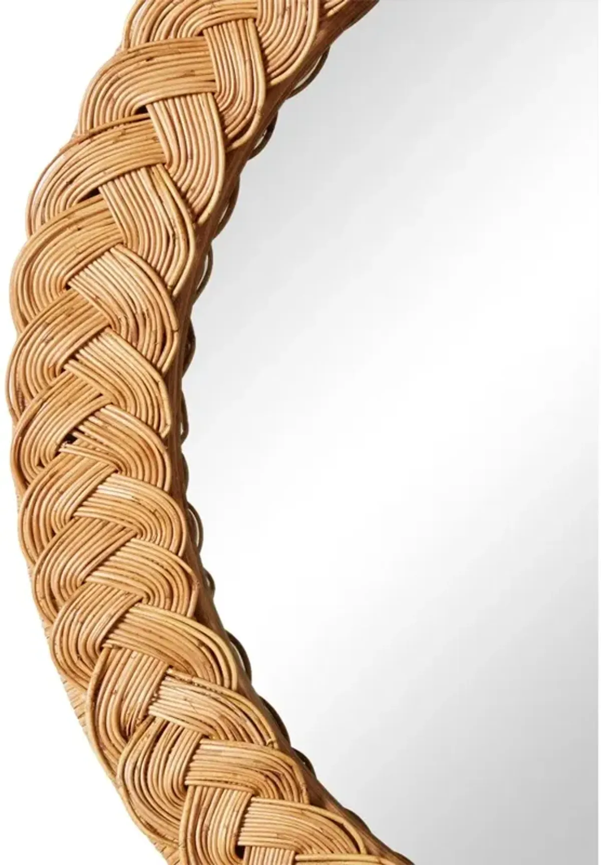 Sage Coastal Natural Braided Rattan Round Wall Mirror