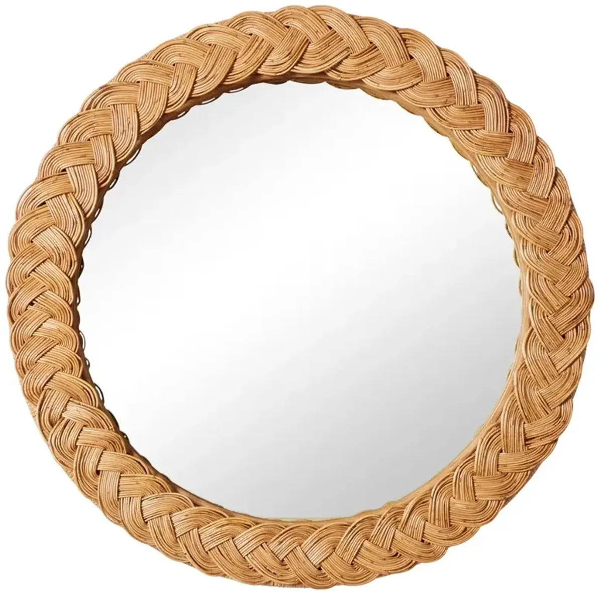 Sage Coastal Natural Braided Rattan Round Wall Mirror