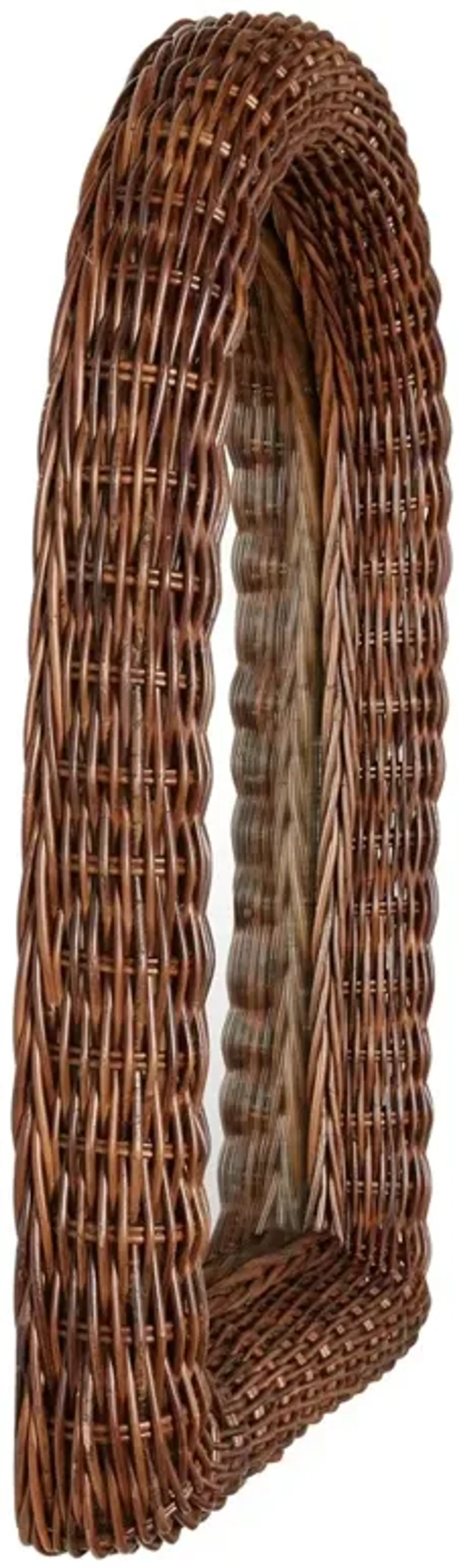 Tara Traditional Dark Brown Rattan Arched Wall Mirror