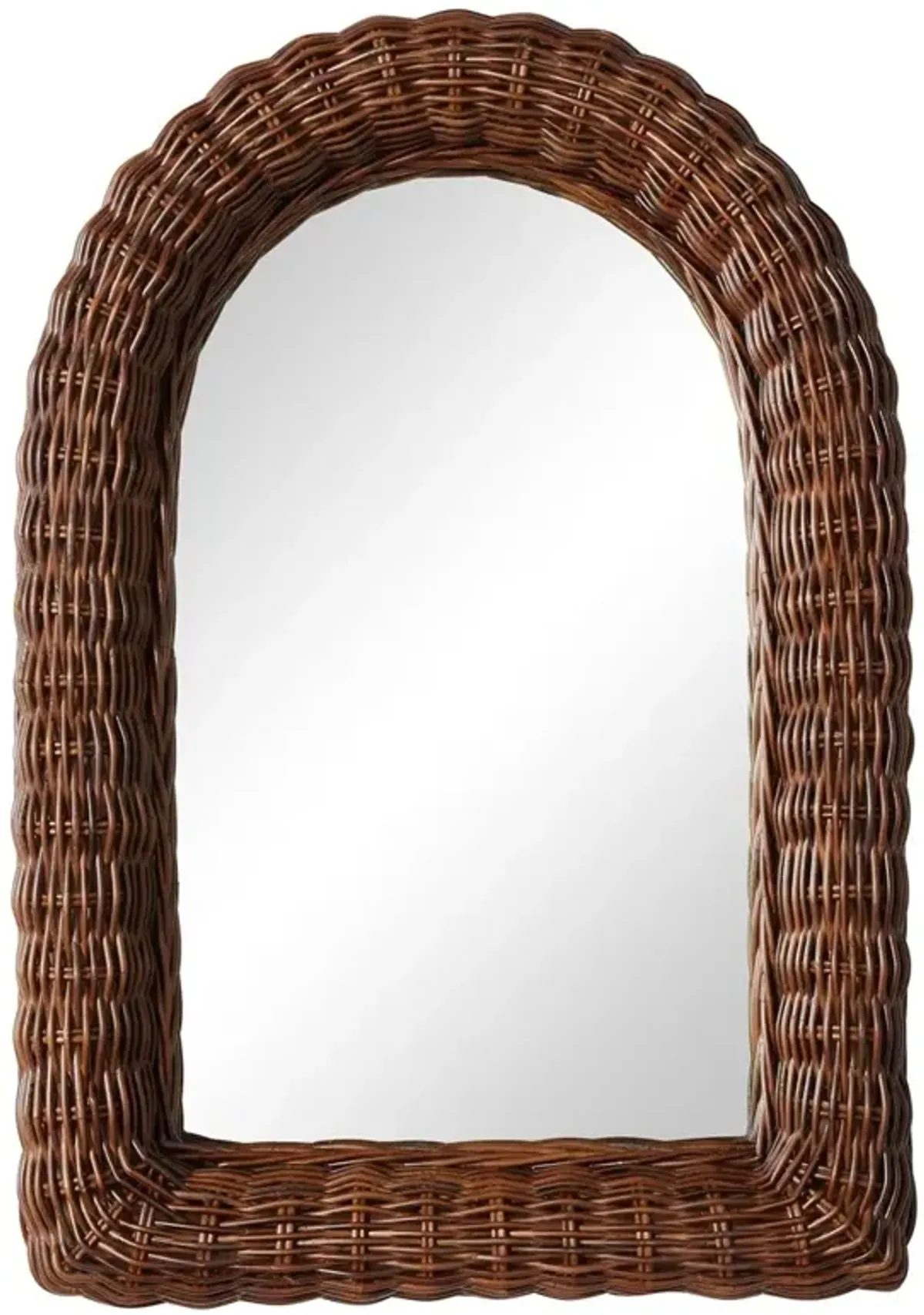 Tara Traditional Dark Brown Rattan Arched Wall Mirror
