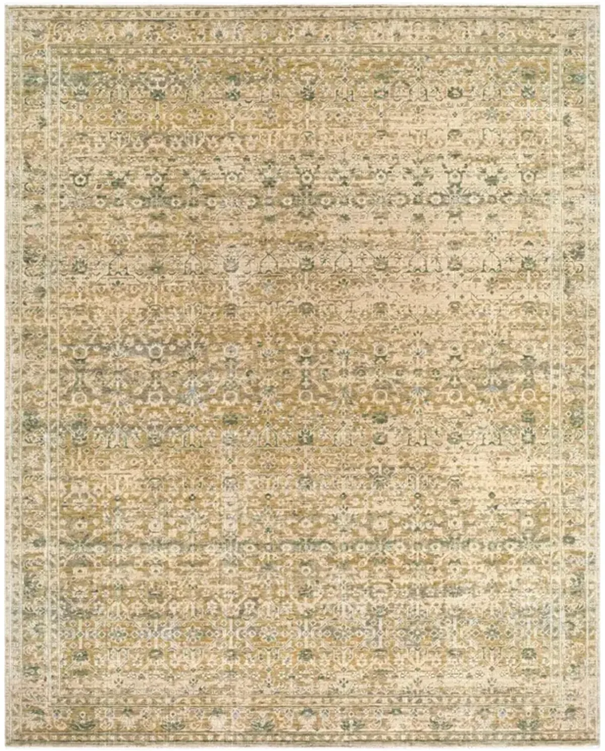 Carrigan Updated Traditional Green Wool Oushak Patterned Rug - Sample