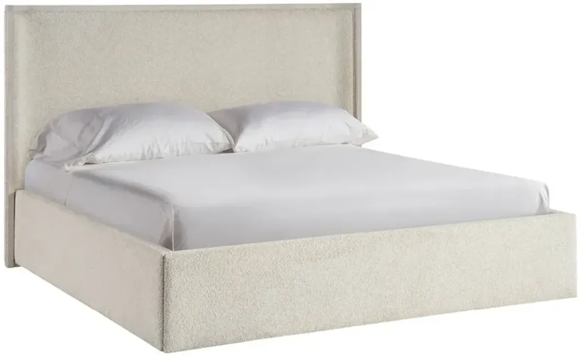 Diana Modern Classic Cream Boucle White Oak Storage Wing Bed - Queen