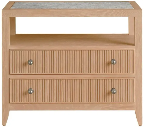 Isabella Modern Classic Grey Stone Fluted Brown Oak Nightstand