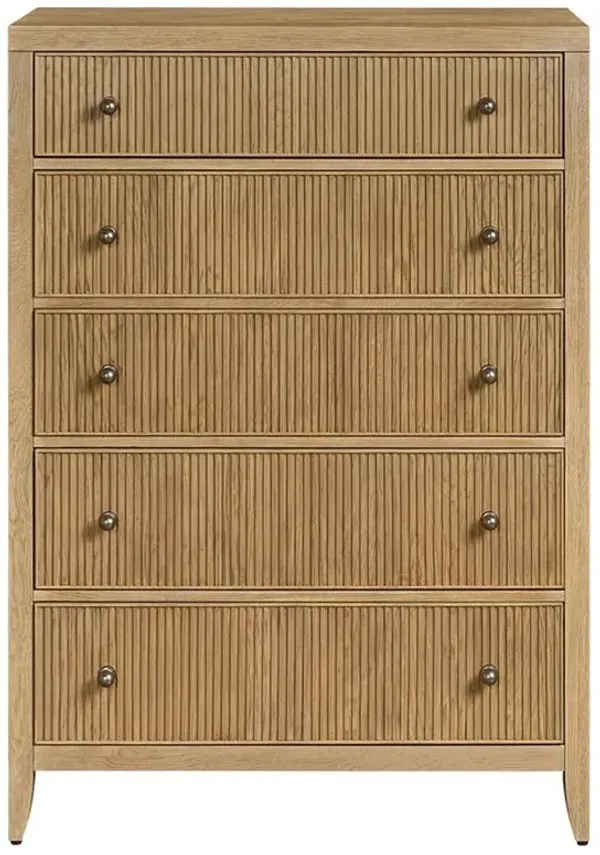 Isabella Modern Classic Fluted Brown Oak Tall Chest
