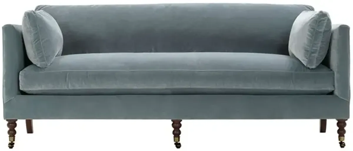 Madeline Slate Blue Velvet Sofa - 84"