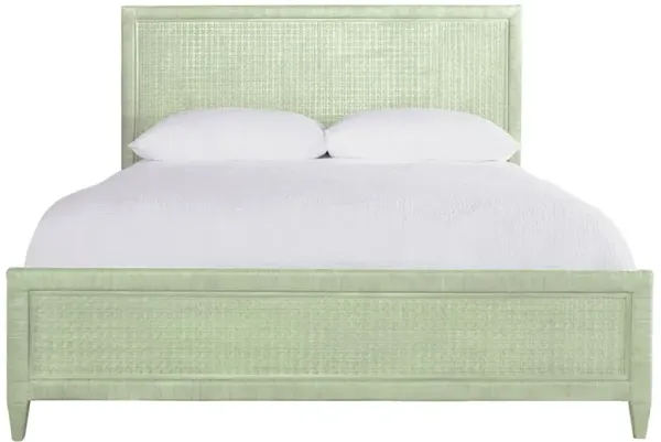 Kalea Coastal Beach Green Woven Rattan Frame Classic Bed - Queen