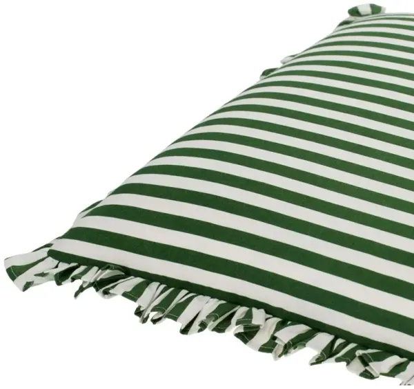 Nathaniel French Country Green Cotton Striped Throw Pillow - 20x20