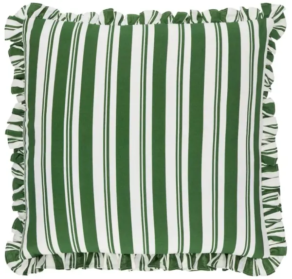 Nathaniel French Country Green Cotton Linear Throw Pillow - 20x20