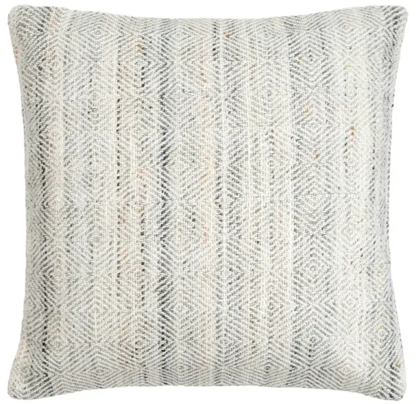 Adeline Coastal Beach Light Grey Striped Indoor Outdoor Throw Pillow - 22x22