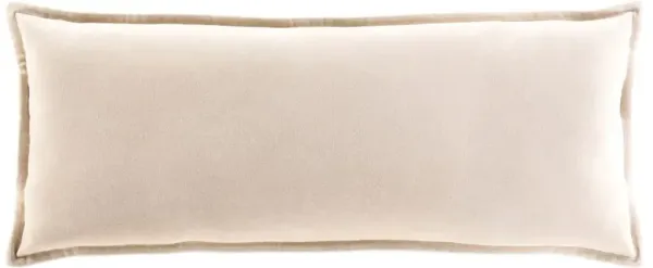 Anika Modern Classic Light Beige Velvet Flange Down Lumbar Pillow - 12x30