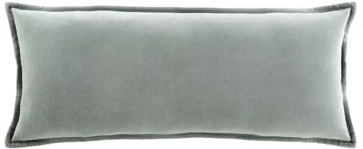 Anika Modern Classic Green Velvet Flange Down Lumbar Pillow - 12x30