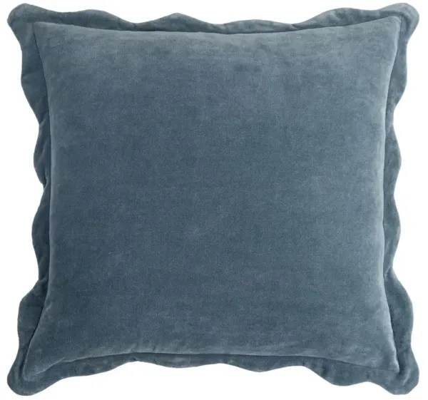 Stella French Country Dark Blue Cotton Scallop Throw Pillow - 18x18