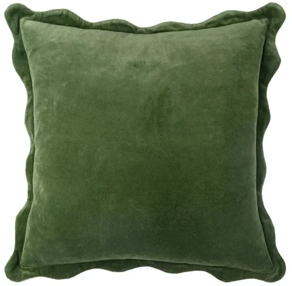Stella French Country Green Cotton Scallop Throw Pillow - 20x20