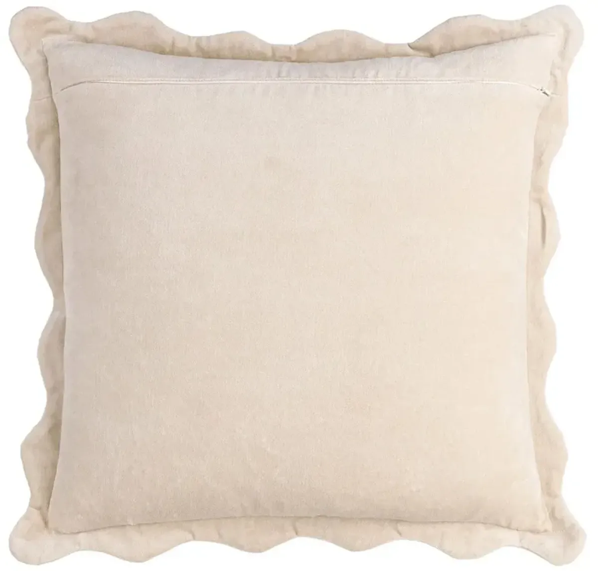 Stella French Country Light Beige Cotton Scallop Throw Pillow - 20x20