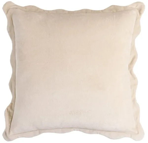 Stella French Country Light Beige Cotton Scallop Throw Pillow - 20x20