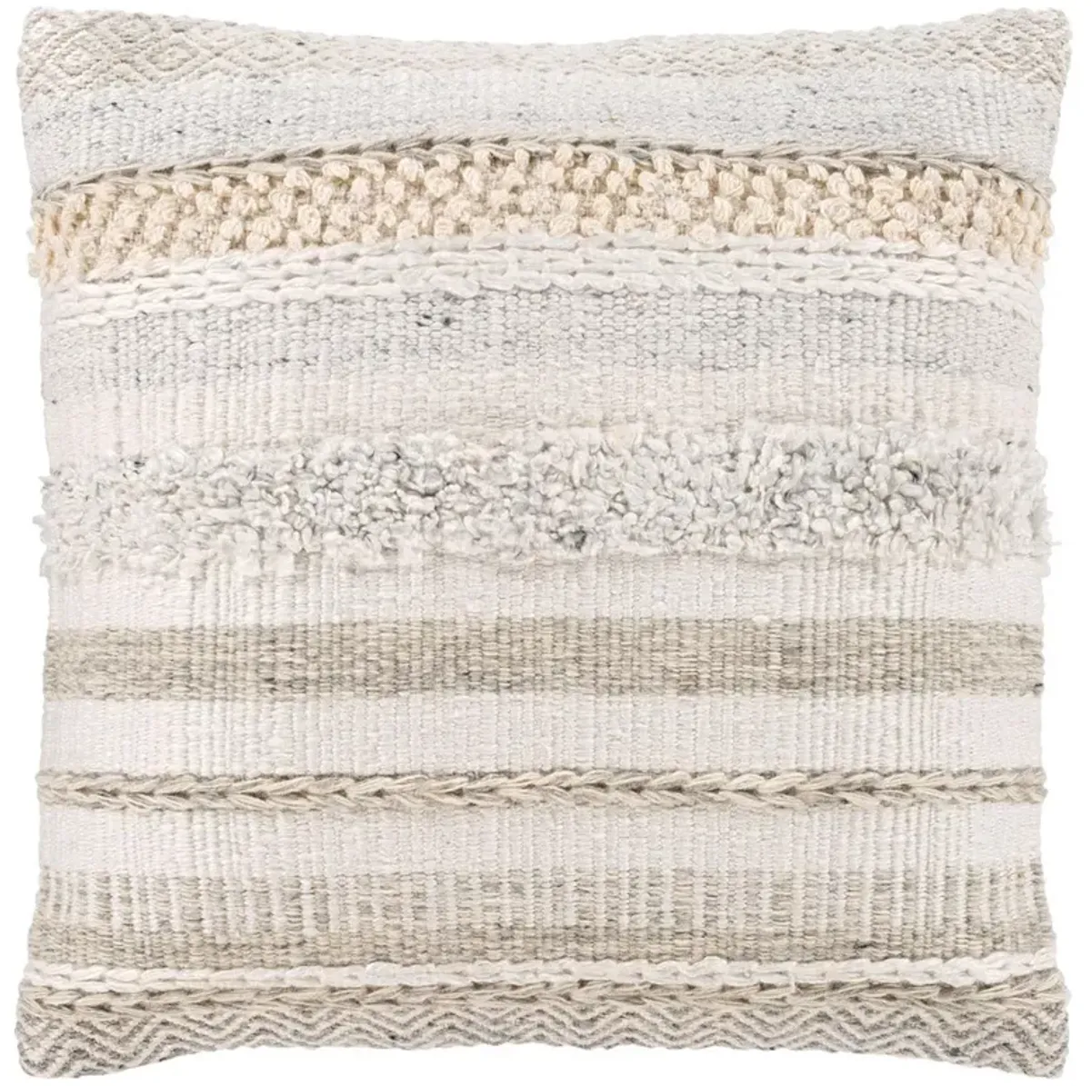 Claire Coastal Beach Cream Striped Down Throw Pillow - 20x20