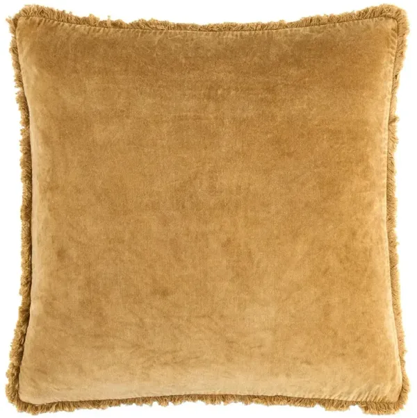 Micah Modern Classic Yellow  Velvet Throw Pillow - 22x22
