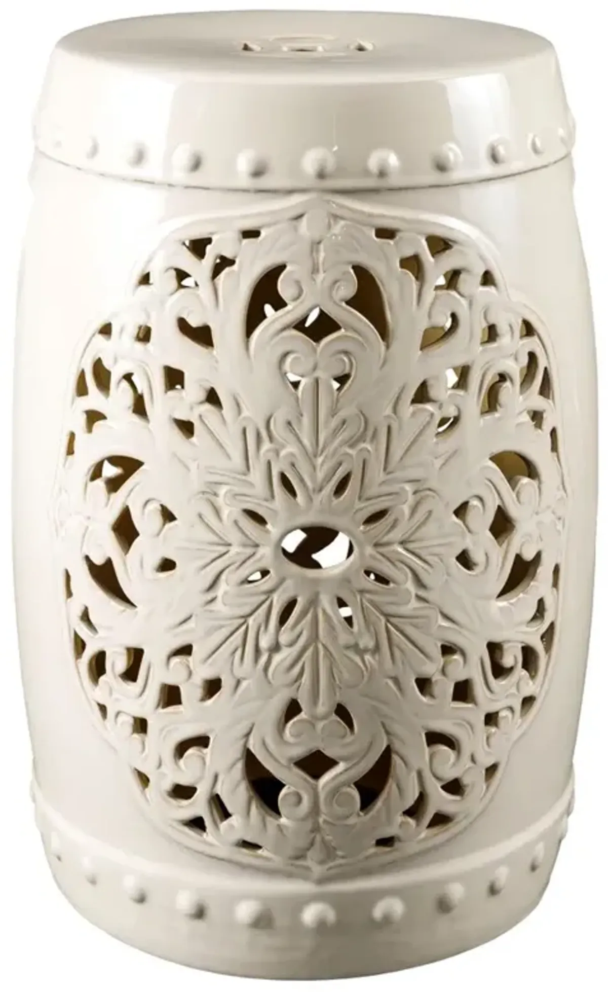 Kieran Modern Classic White Glazed Ceramic Outdoor Garden Stool