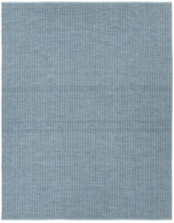 Avalyn Updated Traditional Blue Striped Patterned Indoor Outdoor Rug - 6'x9'