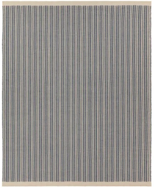 Morien Dark Blue Striped Patterned Indoor Outdoor Rug - 8'6"x11'6"