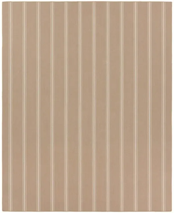 Mavian Coastal Beach Tan Striped Patterned Indoor Outdoor Rug - 6'x9'