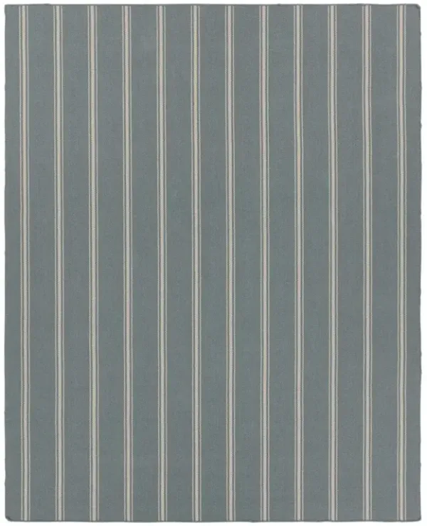 Mavian Coastal Beach Blue Striped Patterned Indoor Outdoor Rug - 8'x10'