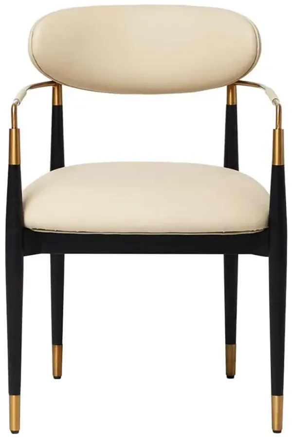 Cidra Modern Classic Cream Vegan Leather Matte Black Dining Chair