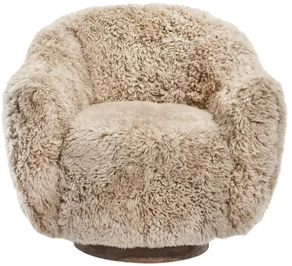Simon Modern Classic Morel Taupe Lambskin Swivel Arm Chair