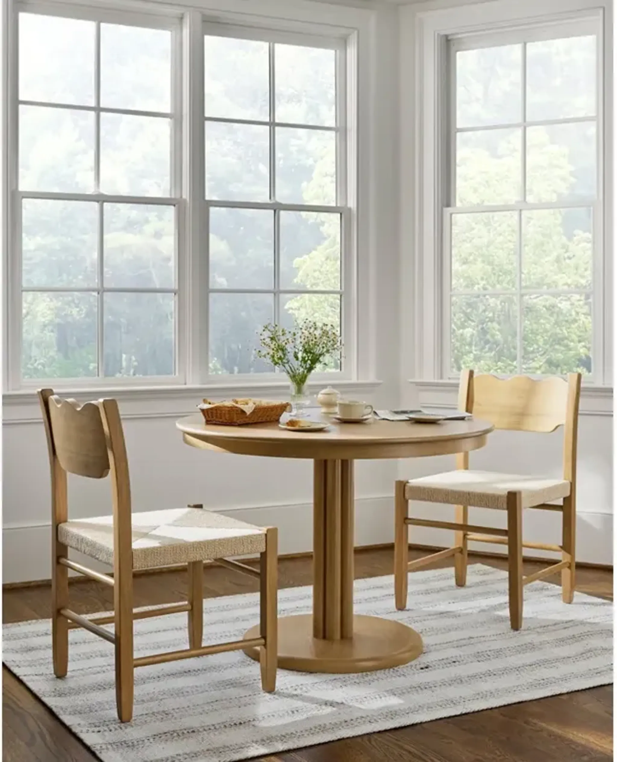 Marben Modern Classic Tan Wood Round Pedestal Dining Table - 42 ...