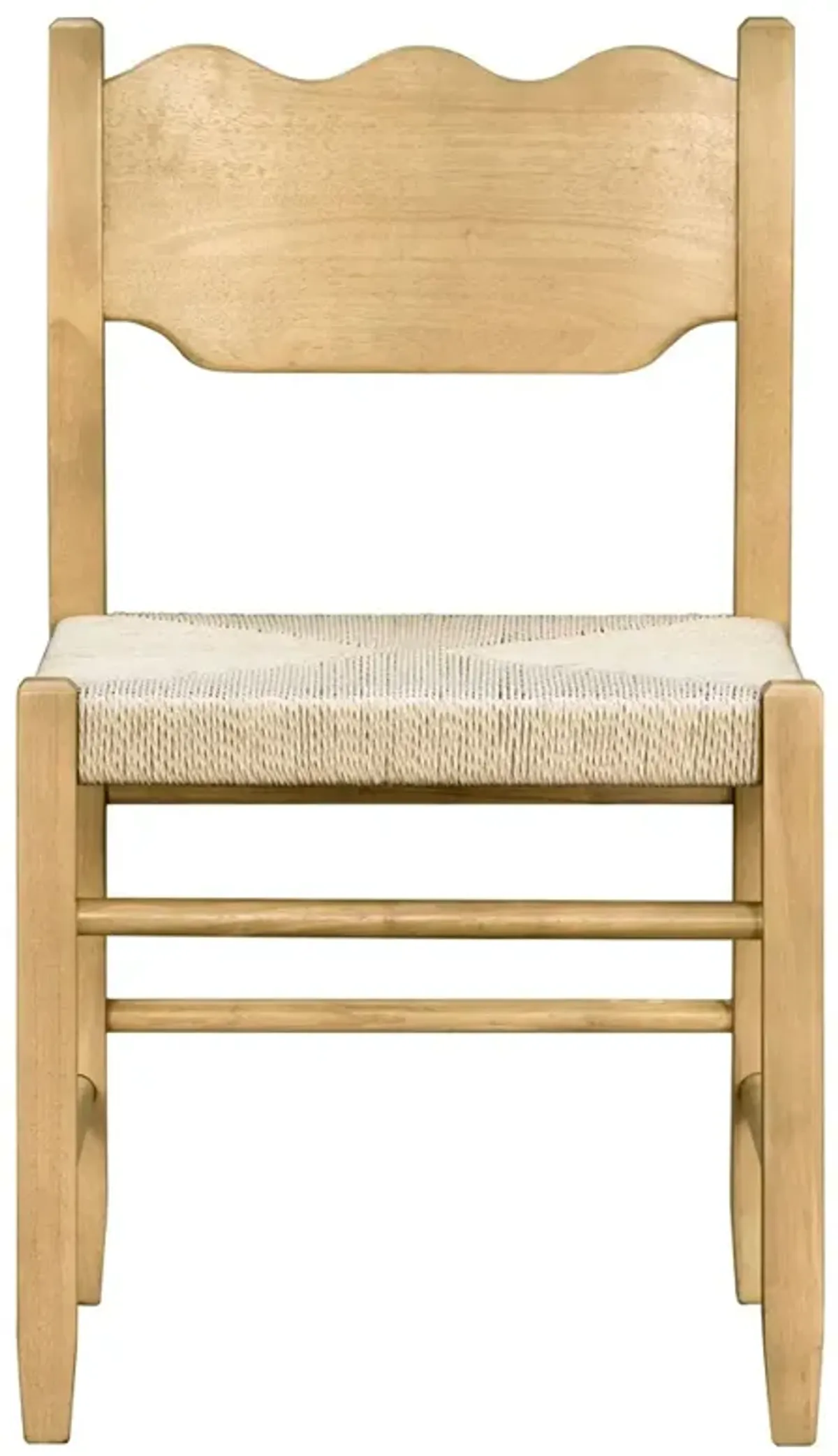 Marben Modern Classic White Woven Rope Tan Wood Dining Chair