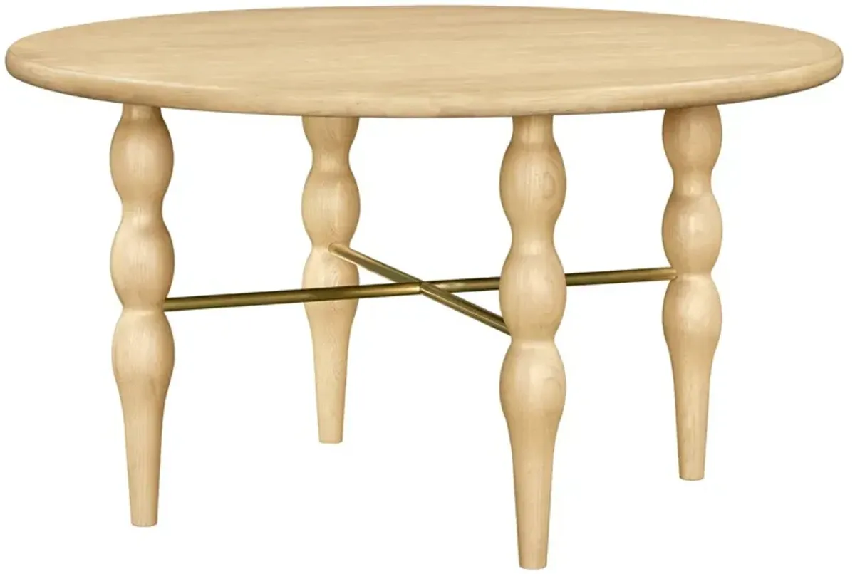 Leonia Modern Classic Brown Oak Round Dining Table - 54"