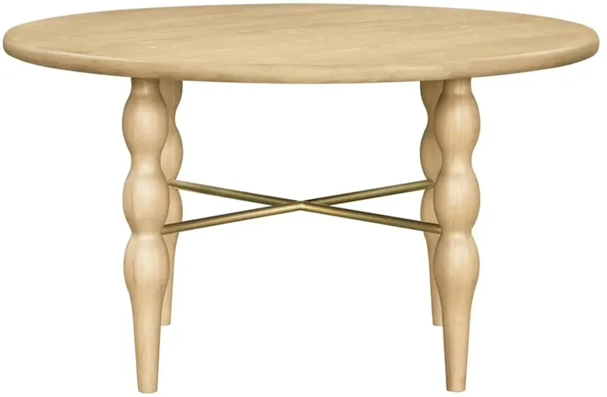 Leonia Modern Classic Brown Oak Round Dining Table - 54"