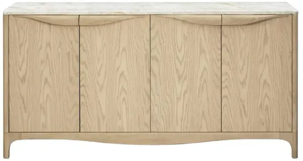 Nora Modern Classic Cream Marble Brown Oak Sideboard
