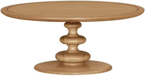 Jovita French Country Brown Oak Round Coffee Table