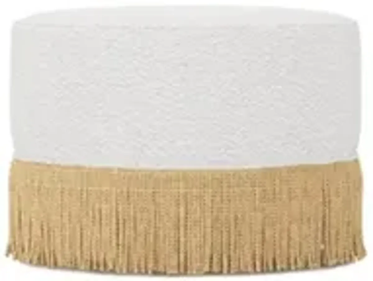 Blakely White Lamb Performance Ottoman - 20”