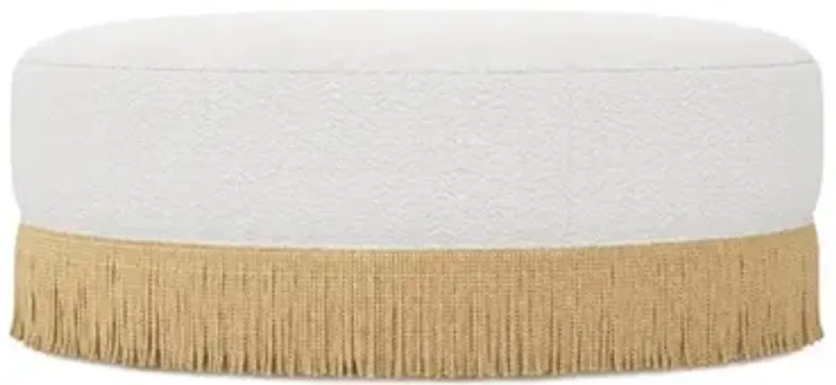 Blakely White Lamb Performance Ottoman - 40”