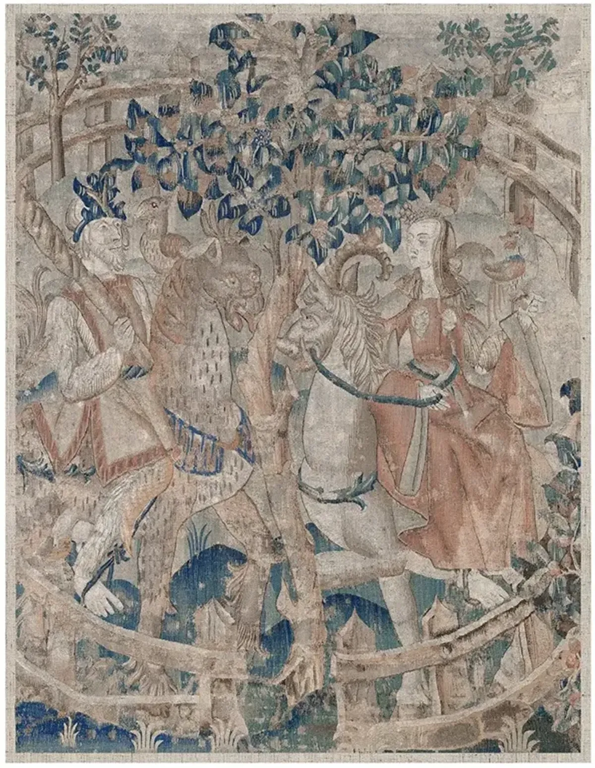 Aveline Traditional Beige Medieval Garden Tapestry - 71x55