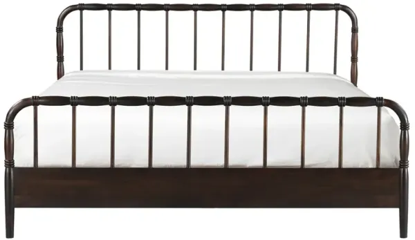 Vindra Updated Traditional Dark Brown Wood Bed - Queen