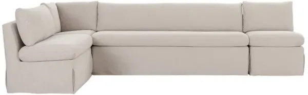 Lumiel Modern Classic Beige Slipcovered L-Shape Dining Banquette - 125"