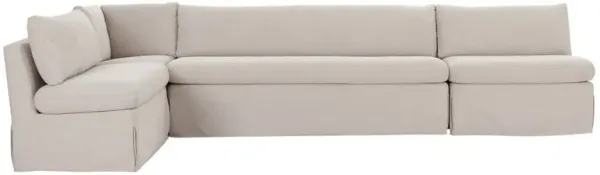 Lumiel Modern Classic Beige Slipcovered L-Shape Dining Banquette - 139"