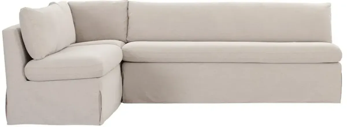 Lumiel Modern Classic Beige Slipcovered L-Shape Dining Banquette - 100"